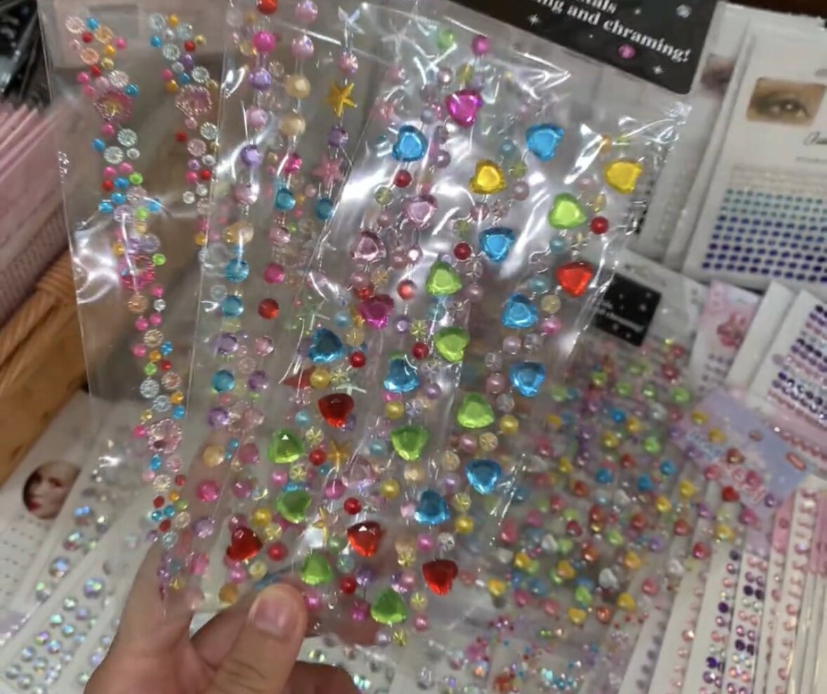 同款3d立体爱心钻石贴纸少女仿妆diy手帐女孩宝石贴画