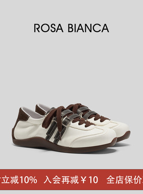 Rosa Bianca真皮薄底经典德训鞋女早春复古巨好看德训鞋百搭