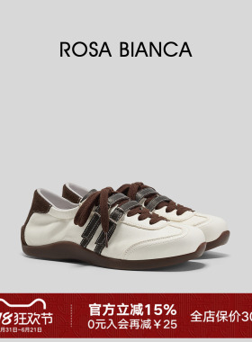 Rosa Bianca真皮薄底经典德训鞋女早春复古巨好看德训鞋百搭