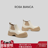 Rosa Bianca厚底短靴女真皮新款 增高百搭烟筒靴