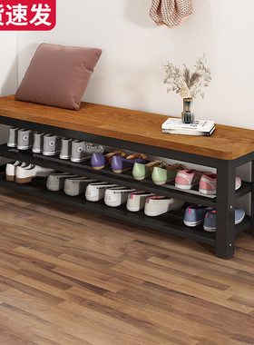 换鞋凳家用门口入户可坐长凳鞋柜钢木坐凳穿鞋一体休息区长条凳子