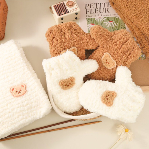 小熊珊瑚绒手套呵护您一整个冬天