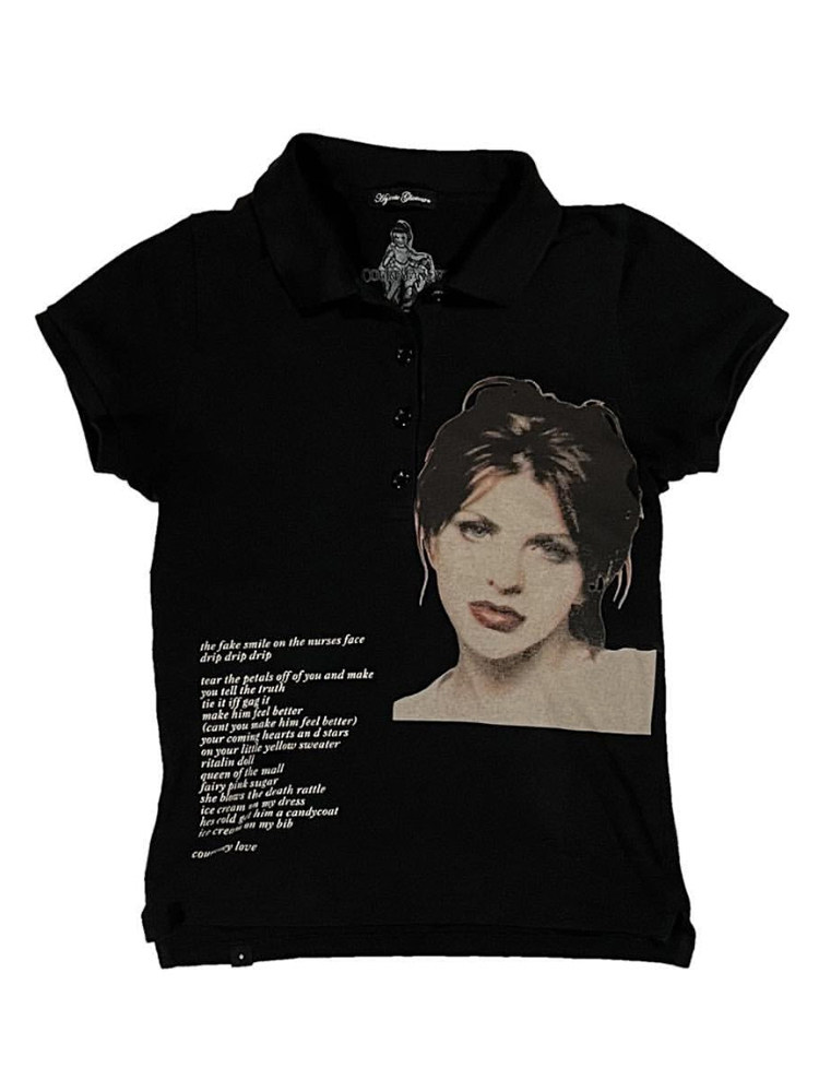 thumbnail for Hysteric Glamour Hysterical Visual Kei Portrait Poetry Polo Vintage Short Sleeve Unisex Style