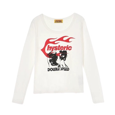 hysteric glamour 白色长袖T恤 基础款休闲卫衣男女同款