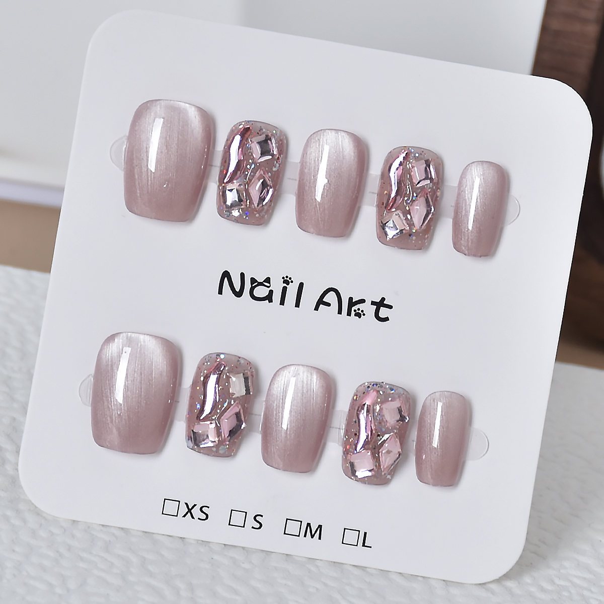 穿戴甲短款2025新款手工光疗指甲甲片美甲贴片黄黑皮显白紫色猫眼