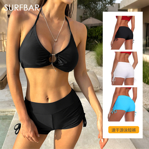 游泳裤女防走光保守平角温泉浮潜水冲浪单卖内裤打底安全裤短裤子