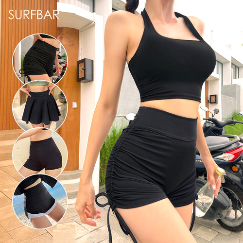 高腰平角泳裤女防走光泳裙速干游泳内衣单短裤显瘦健身运动瑜伽裤