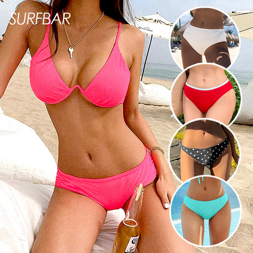 单件泳裤三角裤女防走光打底裤性感比基尼游泳衣内裤胸衣背心内搭