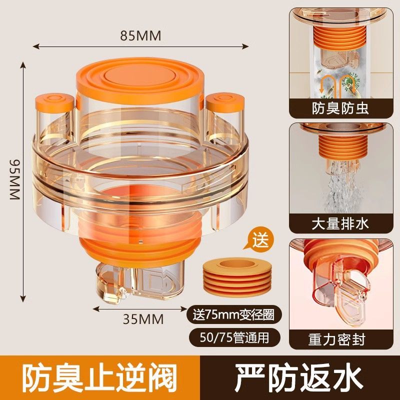 下单立减50】厨房下水管三头通防臭密封塞下水道三通排水管分水器