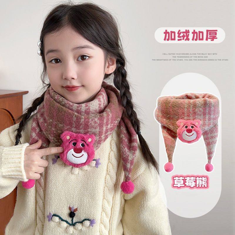 【下单立减50】儿童格子可爱亲肤加厚卡通三角宝宝围脖防风女童百