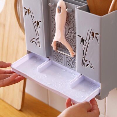 【下单立减50】厨房家用筷子筒多功能壁挂筷笼子创意沥水筷子笼筷