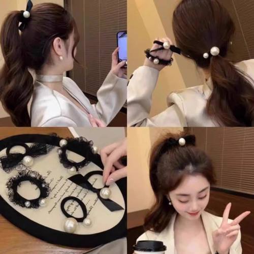 【下单立减50】韩系小香风珠珠蕾丝发圈2025新款高级感扎马尾头绳