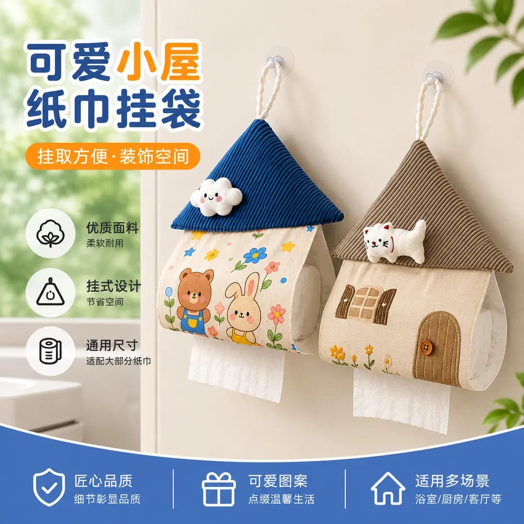 向日葵灯芯绒壁挂车载抽纸袋