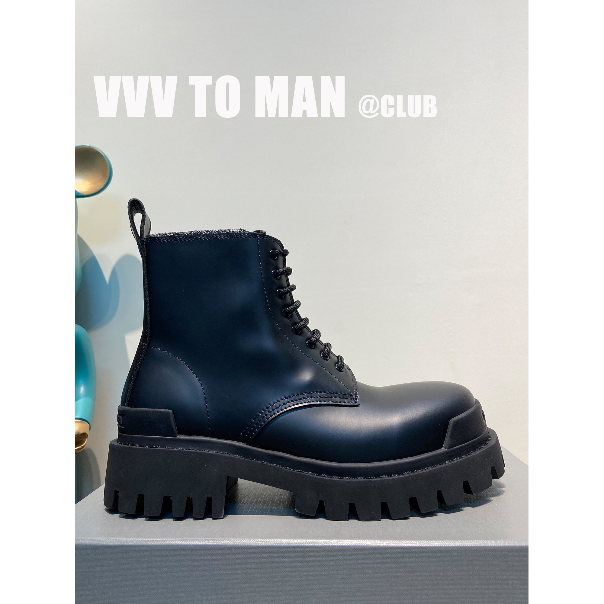 thumbnail for VVV TO MAN classic reproduction / men's boots strike boots Martin boots patent leather black motorcycle boots
