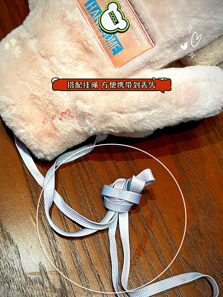 HIGH-VALUE GLOVES WOMENS CUTE HALTERNECK IN WINTER FLEECE THICKENED RIDING IN WINTER WARM FULL-FINGERED PLUSH PLUSH KOREAN