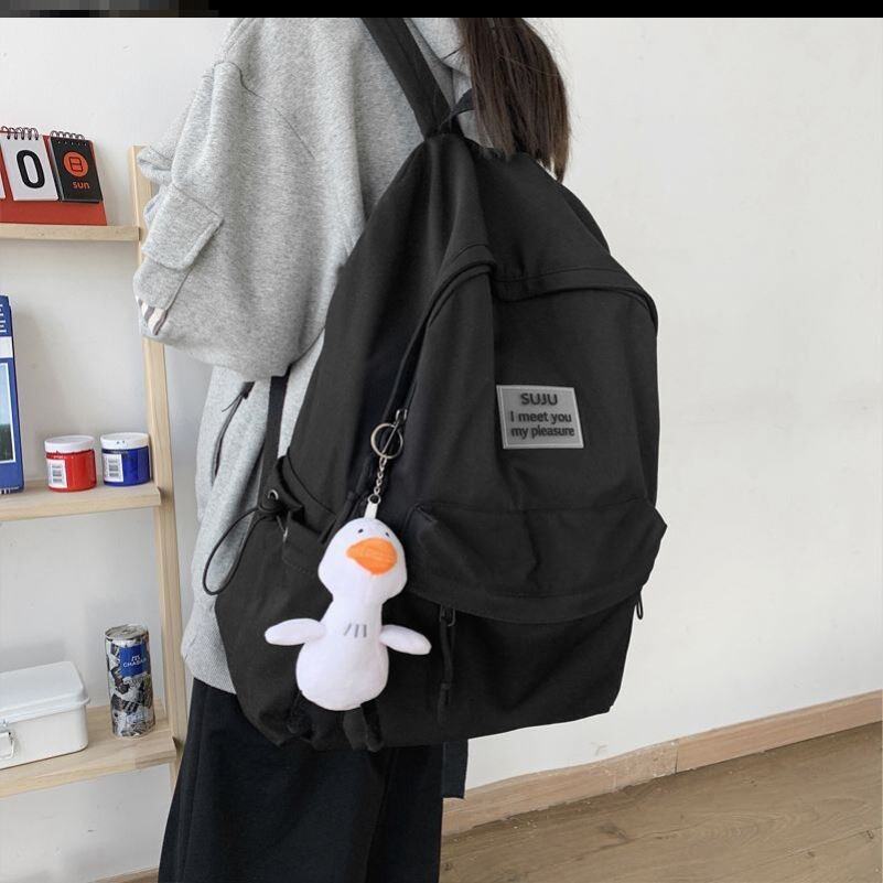 学生书包女初中生黑色霸气森韩系ins男孩结实大容量旅行小少女款