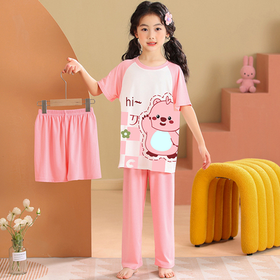 女童莫代尔睡衣短袖长裤家居服