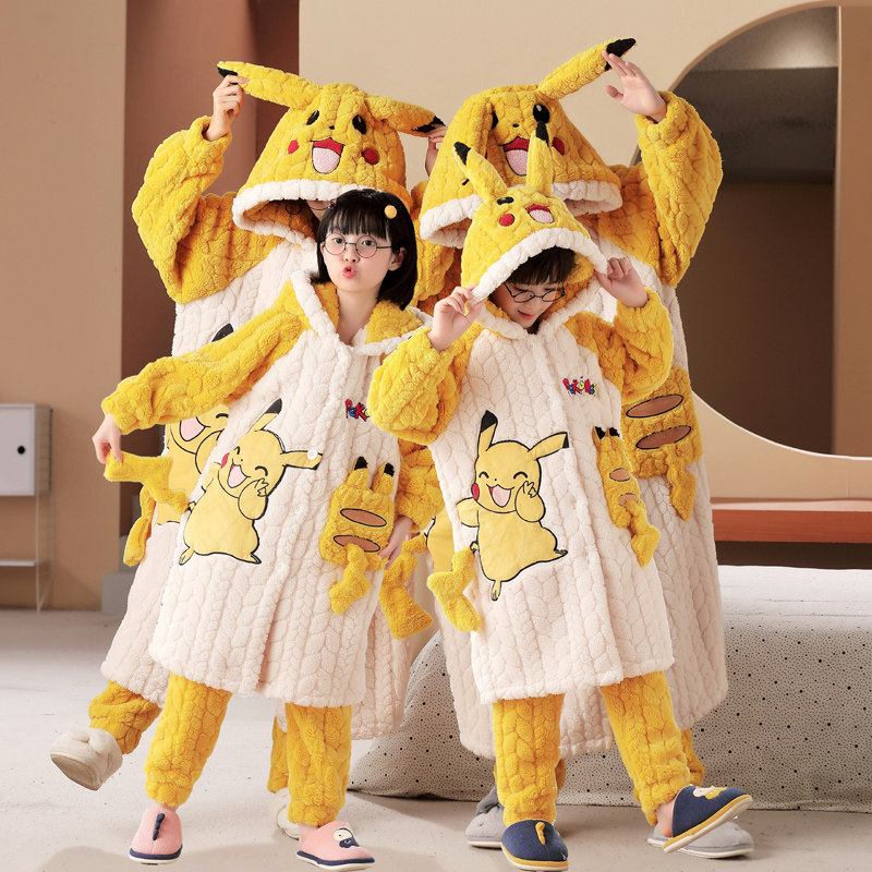 逸萌熊亲子装冬季睡衣睡袍套装