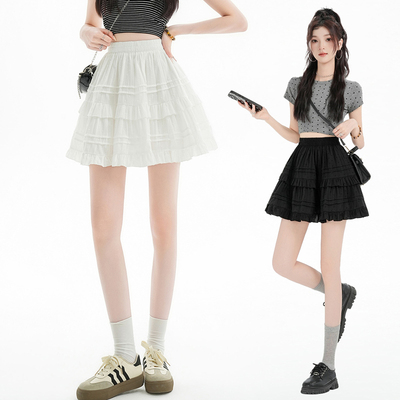 实拍芭蕾风蛋糕裙女2026新款小个子高腰显瘦a字短款蓬蓬半身裙子