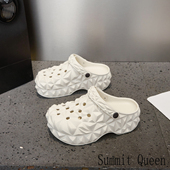 Summit Queen休闲日常增高纯色踩屎感包头厚底增高6公分洞洞鞋