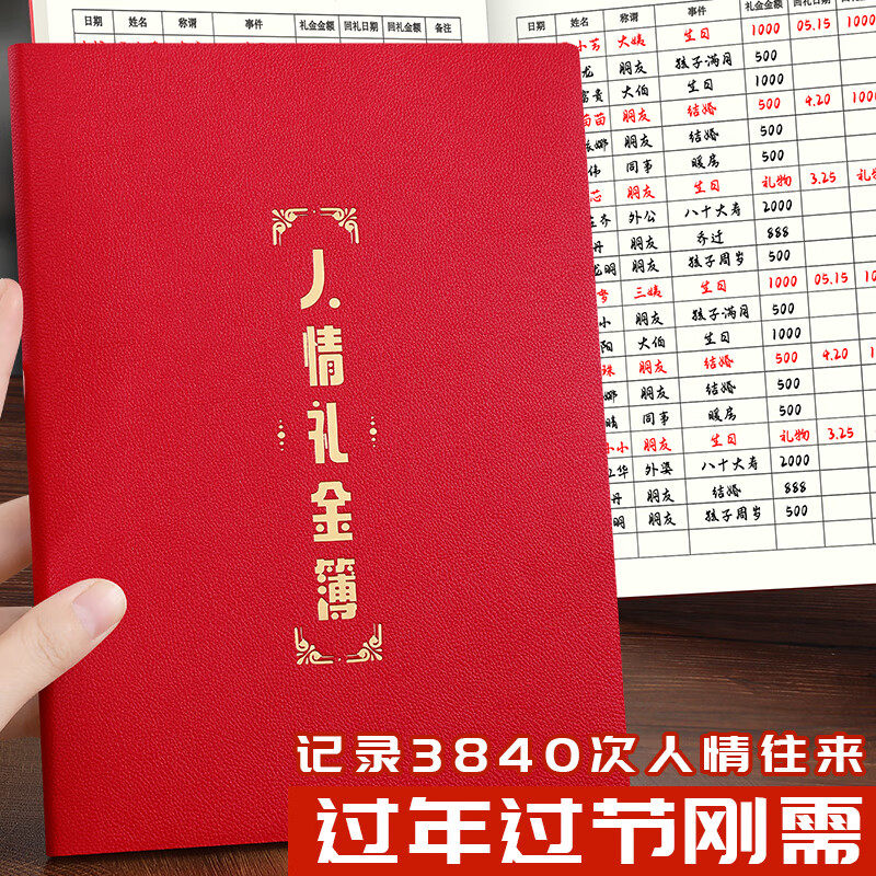 随礼记录本荔枝纹pu皮面手家庭理财笔记本个人收入支出家用人情礼金往来记账本2026年婚礼登记礼金账本