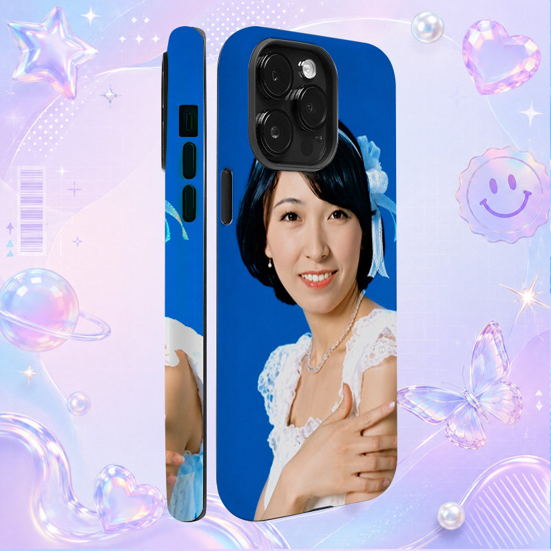 复古日本偶像藤村美树Miki Fujimura蓝色背景白色礼服写真适用于苹果三星华为小米手机壳防摔保护套镜头全包