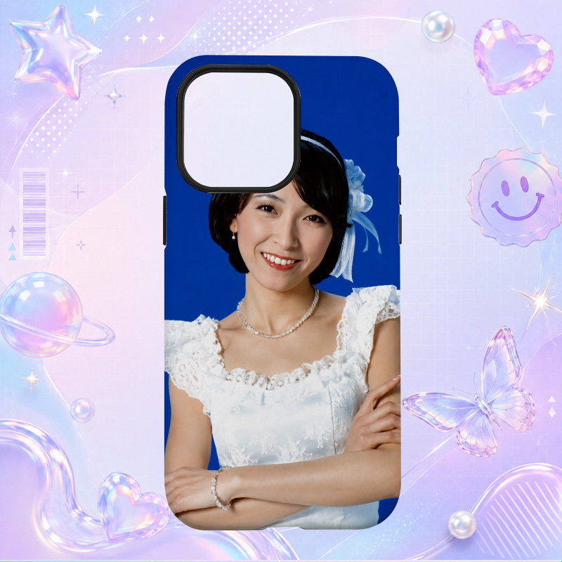 复古日本偶像藤村美树Miki Fujimura白色礼服蓝色背景写真适用于苹果三星华为小米手机壳防摔保护套镜头全包