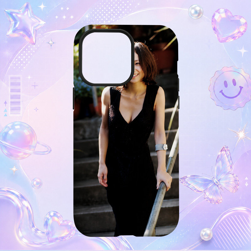永作博美黑色连衣裙街头写真适用于苹果三星华为小米手机壳防摔保护套镜头全包