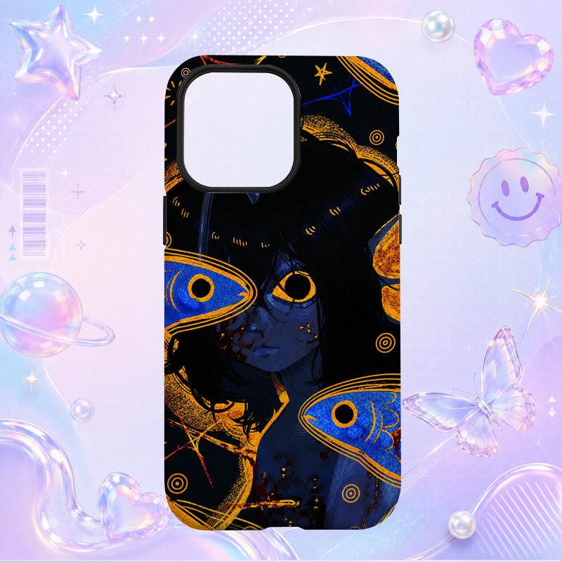 黑猫月亮星空神秘艺术插画适用于苹果三星华为小米手机壳防摔保护套镜头全包