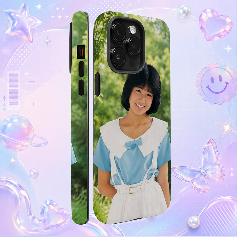 昭和日本偶像歌手堀ちえみChiemi Hori浅蓝连衣裙户外写真适用于苹果三星华为小米手机壳防摔保护套镜头全包