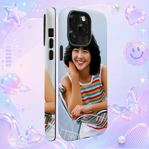 日本偶像小泉今日子Kyoko Koizumi彩虹条纹单车写真适用于苹果三星华为小米手机壳防摔保护套镜头全包