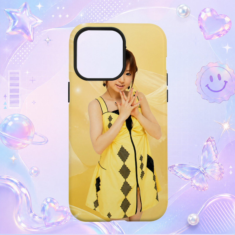 绀野朝美黄色菱格连衣裙舞台写真适用于苹果三星华为小米手机壳防摔保护套镜头全包