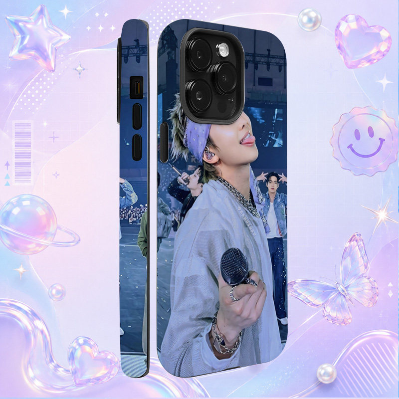 Namjoo灰色舞台服手持话筒演出写真适用于苹果三星华为小米手机壳防摔保护套镜头全包