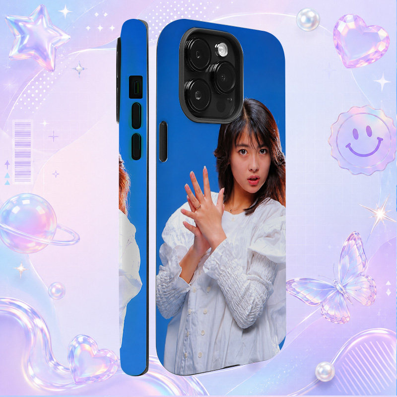 昭和日本偶像中山美穗Miho Nakayama白色毛衣蓝色背景写真适用于苹果三星华为小米手机壳防摔保护套镜头全包