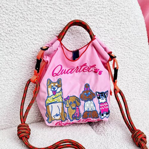 4月高圆圆同款ball chain环保购物袋尼龙布刺绣花精品小号购物袋