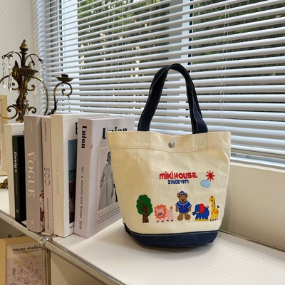 加厚优质miki帆布包卡通字母手提包便当包妈咪包溜娃袋刺绣母婴包