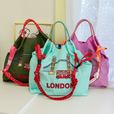 日系ball刺绣尼龙大容量购物袋