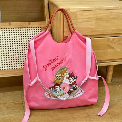 新款刺绣 ballchain韩日系刺绣购物布袋外出旅游单肩斜挎包