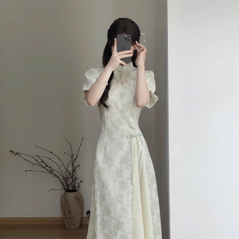 新中式国风改良旗袍连衣裙女夏季年轻款少女高级感日常可穿礼服裙