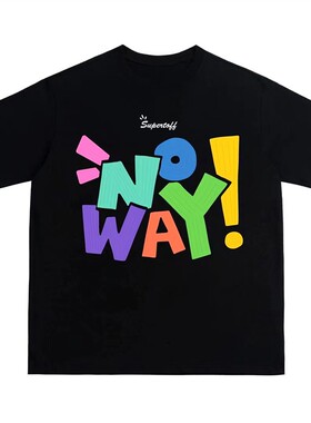 夏季美式复古街头NOWay潮牌印花短袖T恤男女宽松百搭情侣装上衣
