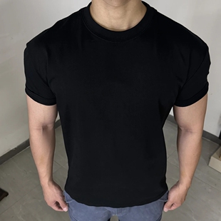 纯白t男女款 260g重磅美式 打底衫 t恤情侣纯色上衣休闲大码 纯棉短袖