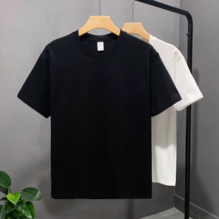 t恤男夏季 260g重磅纯棉短袖 正肩圆领纯色白色打底衫 买一送一