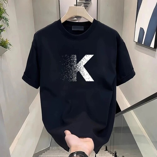 夏季高端轻奢百搭重磅纯棉T恤潮流高街短袖夏季休闲百搭圆领上衣