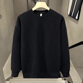 圆领男士 秋冬季 纯色上衣简约风无帽宽松百搭时尚 长袖 加绒卫衣 新款