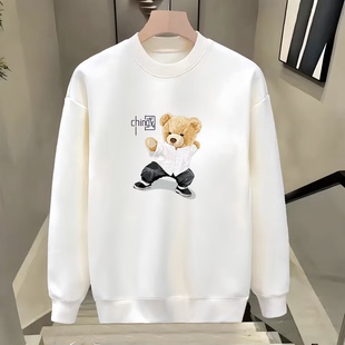 简约帅气长袖 新款 男装 休闲百搭时尚 上衣高档情侣 国潮熊卫衣秋冬季