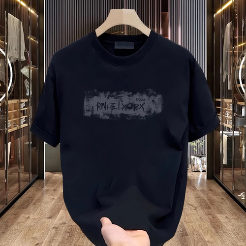 2026夏季新款短袖T恤男潮流印花内搭打底衫港风男生纯棉圆领上衣