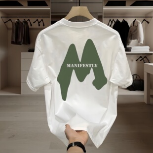 大牌美式复古潮流男生圆领短袖夏季新款印花T恤青年半袖微阔上衣