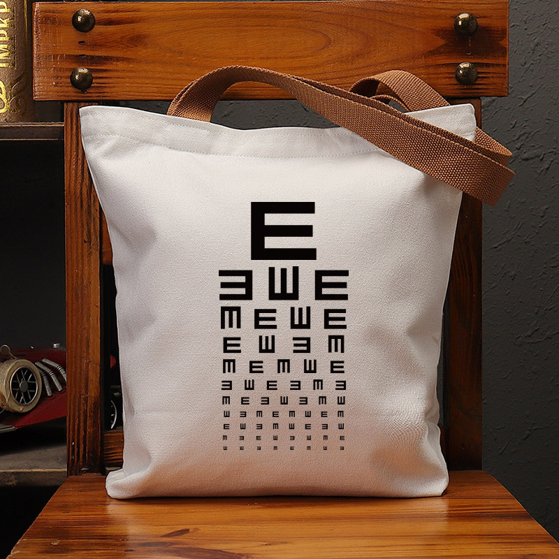 E视力表复古休闲大容量帆布包
