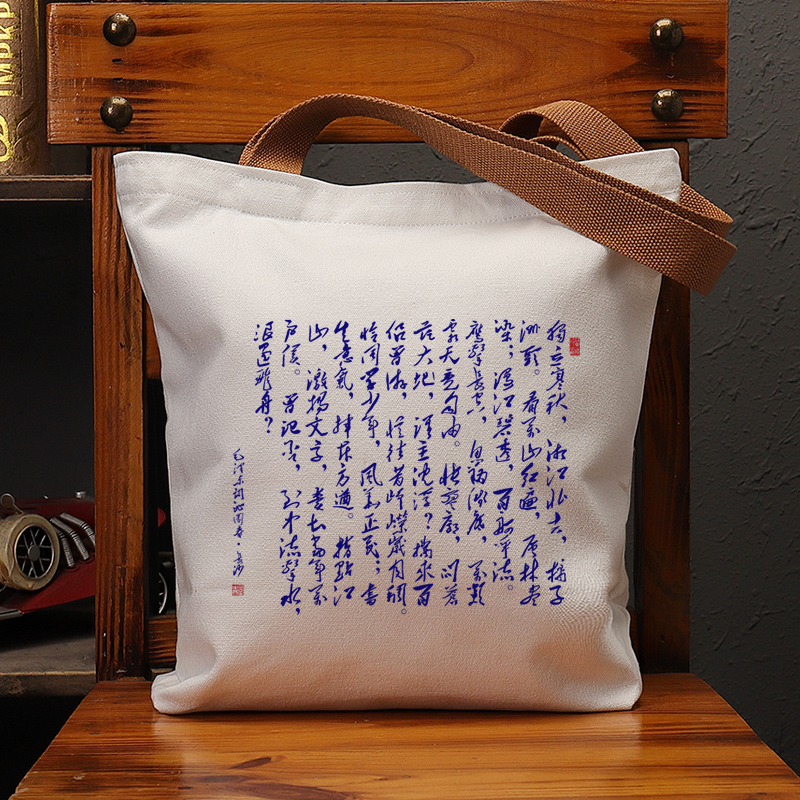独立寒秋沁园春长沙复古帆布包