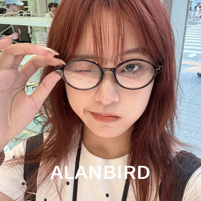 高级感韩系椭圆框书呆子眼镜女